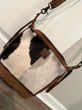 STS Ranchwear Black, White & Brown Cowhide Shoulder Bag